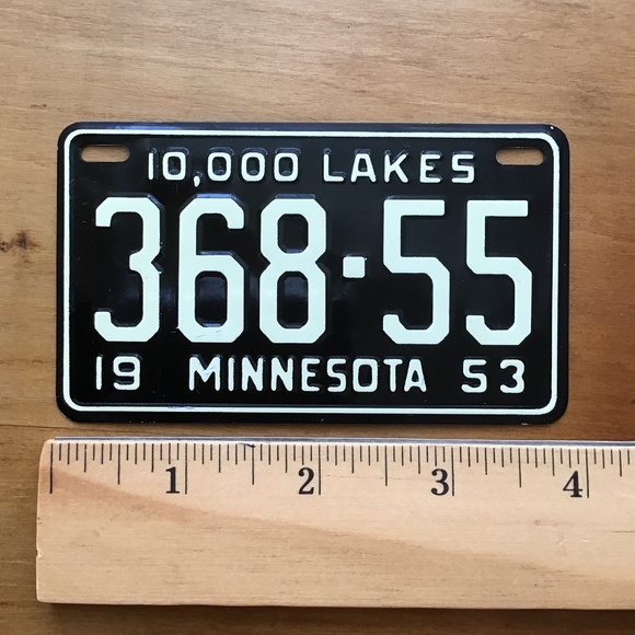 Vintage 1953 Minnesota State License Plate Bicycle Metal Mini - Picture 2 of 9
